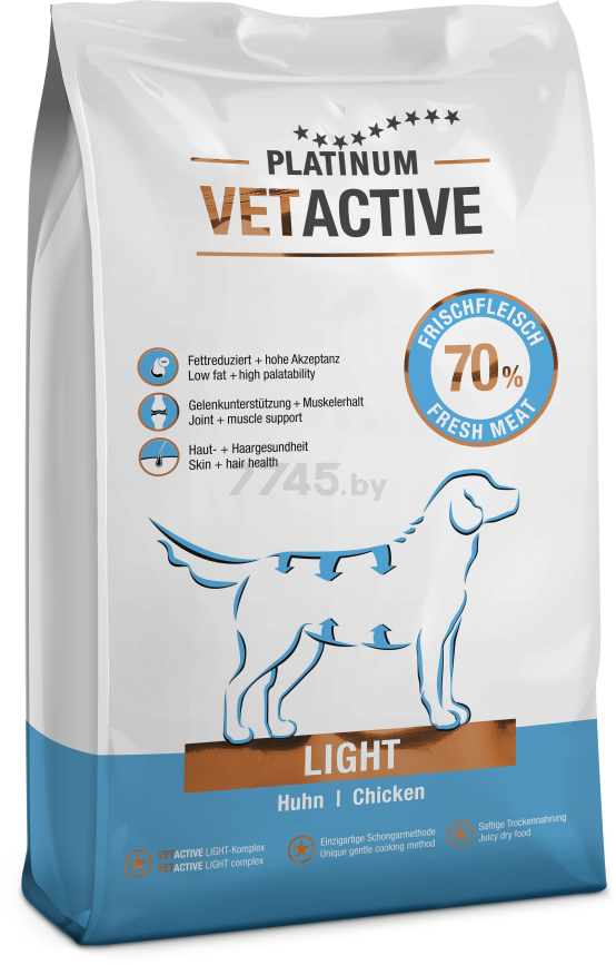 Сухой корм для собак PLATINUM Vetactive Light Holistic с избыточным весом домашняя птица и рис 1,5 кг (9201-15)