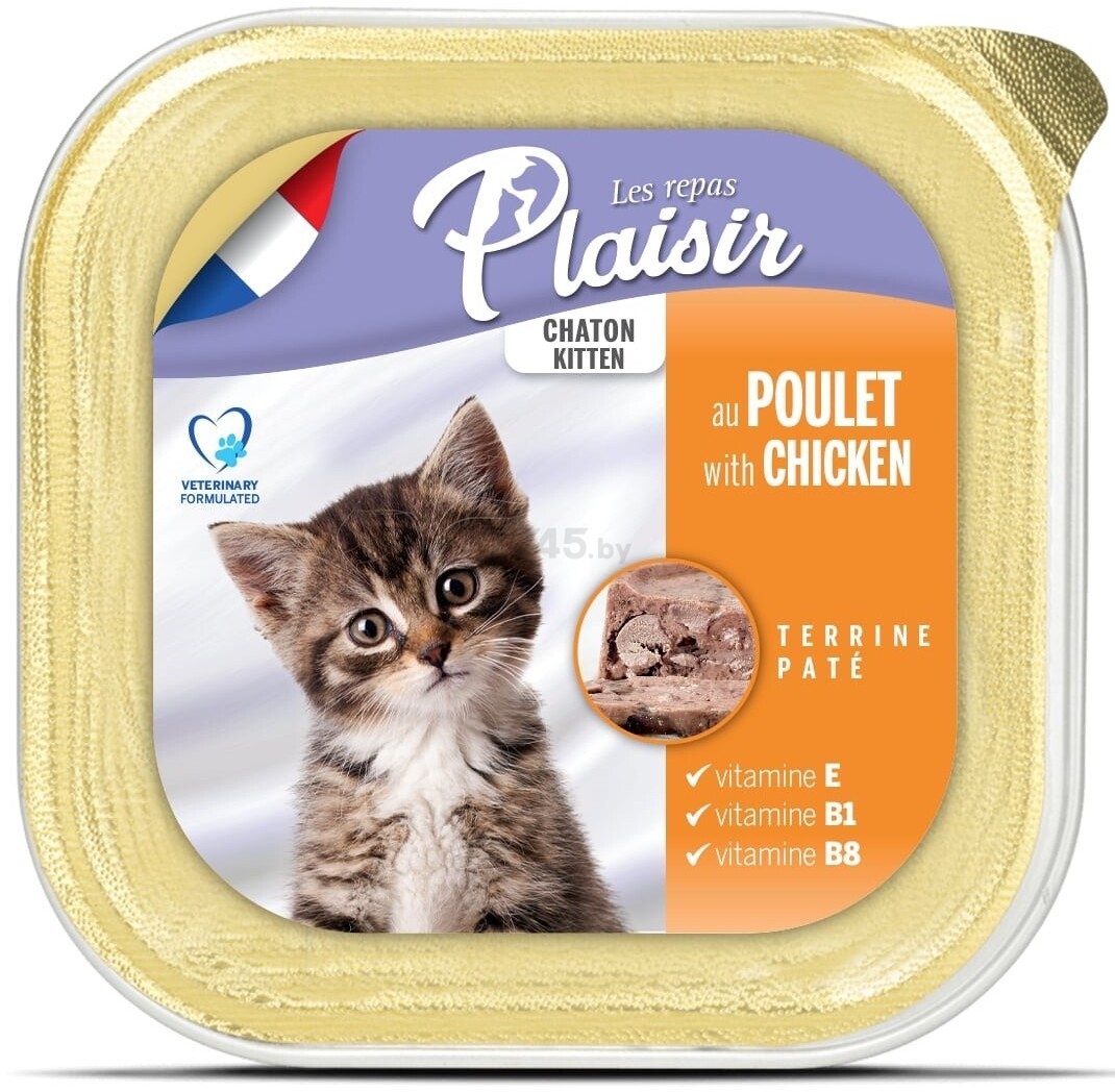 Влажный корм для котят PLAISIR Kitten Сhicken Pate курица ламистер 100 г (3428460049624)