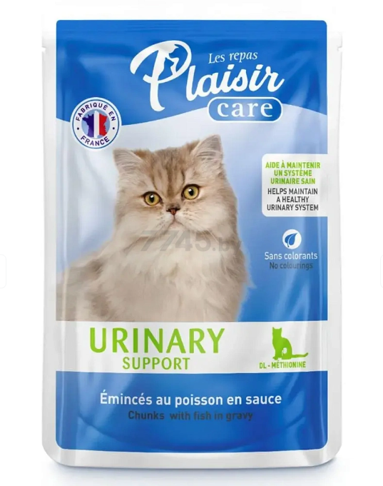 Влажный корм для кошек PLAISIR Care Urinary рыба пауч 85 г (3428460083178)