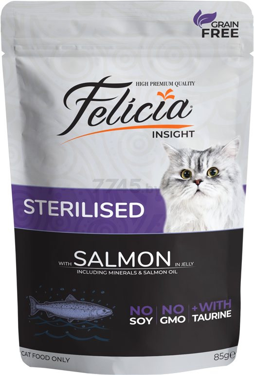 Влажный корм для стерилизованных кошек FELICIA Grain Free Sterilised лосось пауч 85 г (8682831200084)