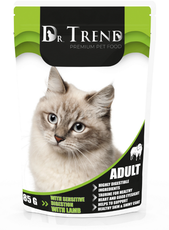 Влажный корм для кошек DR.TREND Adult ягненок пауч 85 г (482021536пауч 8537)