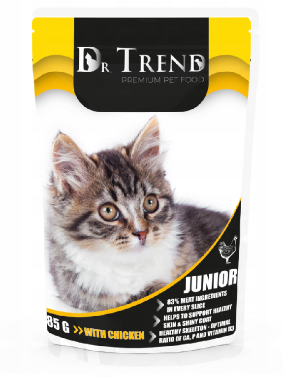 Влажный корм для котят DR.TREND Junior курица пауч 85 г (4820215368605)