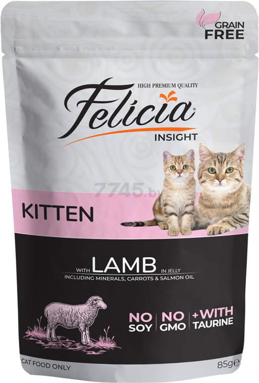 Влажный корм для котят FELICIA Grain Free Kitten ягненок пауч 85 г (8682831200046)