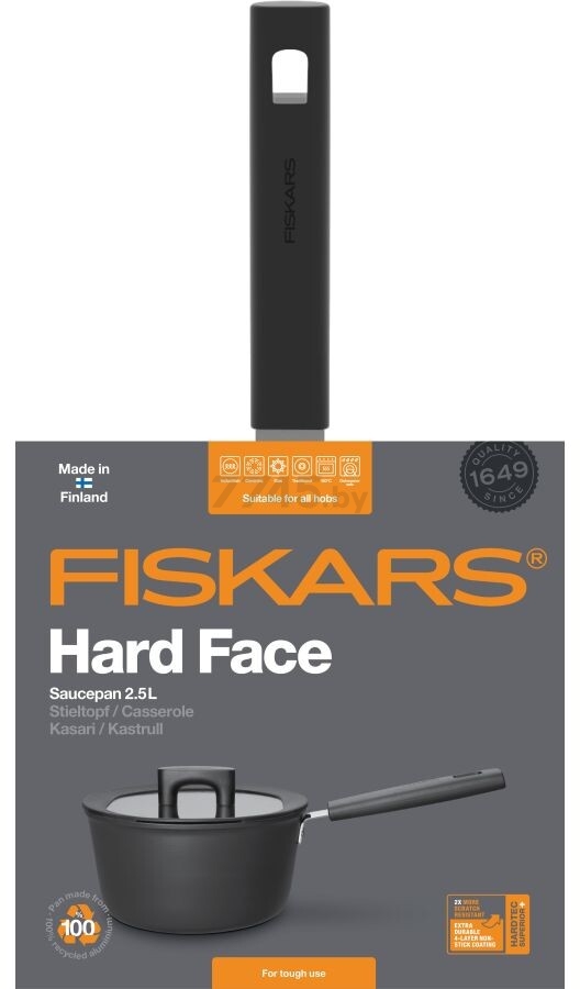 Сотейник алюминиевый 2,5 л FISKARS Hard Face (1052235) - Фото 9