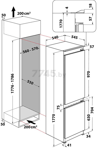 Холодильник встраиваемый WHIRLPOOL WHC18 T132 (WHC18T132) - Фото 7