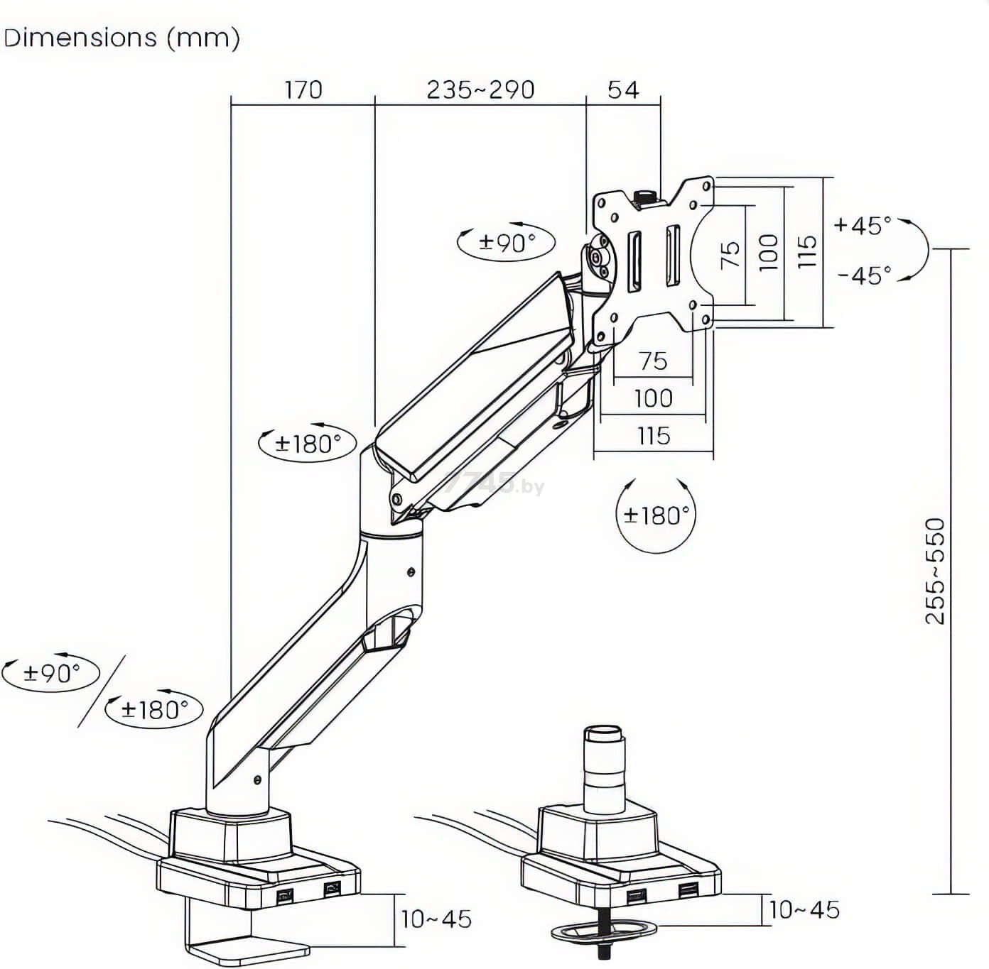 Кронштейн для монитора ERGOSMART Heavy-Duty U (LDT52-C012U) - Фото 15