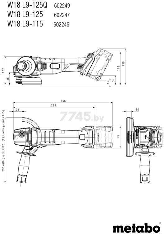 Шлифмашина угловая аккумуляторная METABO W 18 L 9-125 Quick (602249650) - Фото 8