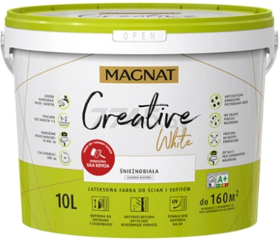 Краска латексная MAGNAT Creative White интерьерная белая 10 л