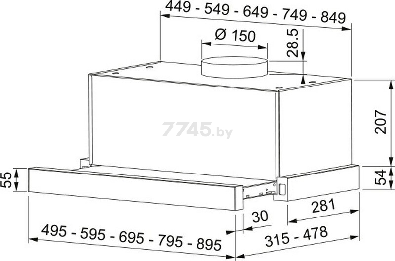 Вытяжка встраиваемая FRANKE TOUCH BK 50 черный (315.0702.967) - Фото 10