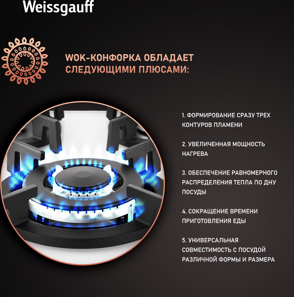 Панель варочная газовая WEISSGAUFF HGG 451 WV (HGG451WV) - Фото 12