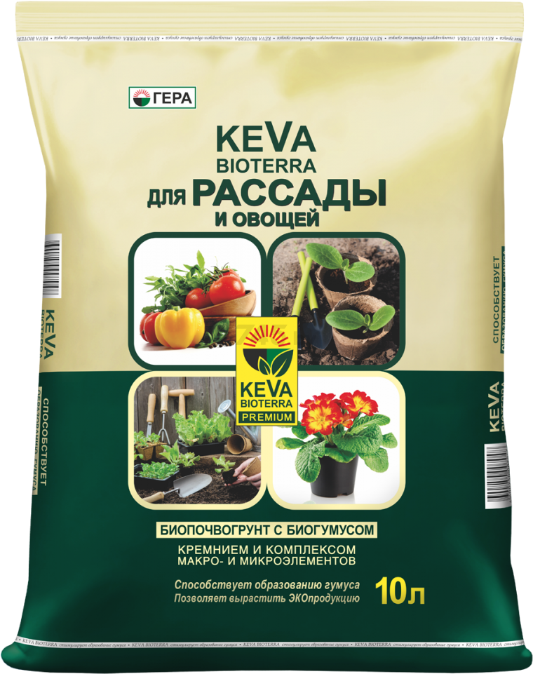 Грунт питательный KEVA BIOTERRA Биопочвогрунт для рассады и овощей 10 л (4600250005952)