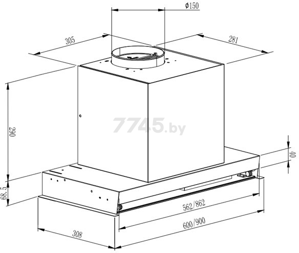 Вытяжка встраиваемая SCHTOFF LFX 60 Black - Фото 2