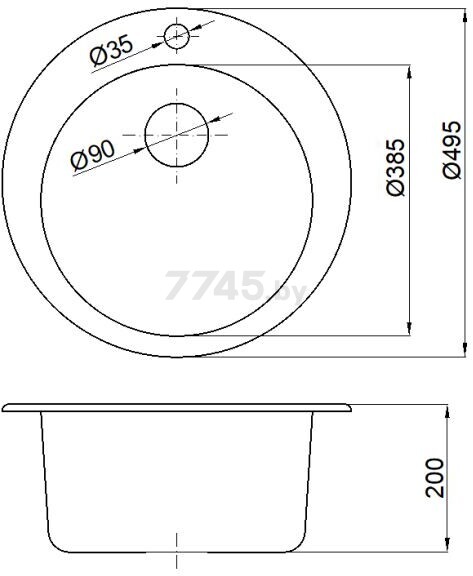 Мойка из искусственного камня AV ENGINEERING Point черный (AVE495495BKA) - Фото 3