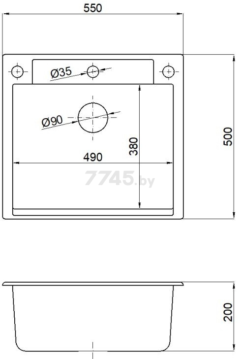 Мойка из искусственного камня AV ENGINEERING Unit черный (AVE550500BKA) - Фото 4