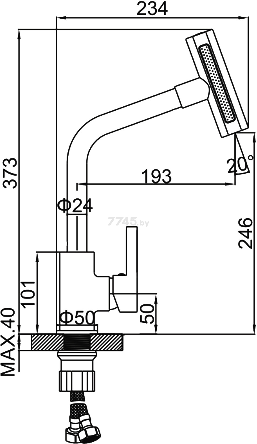 Смеситель для кухни черный LEDEME L6099B-4 - Фото 2