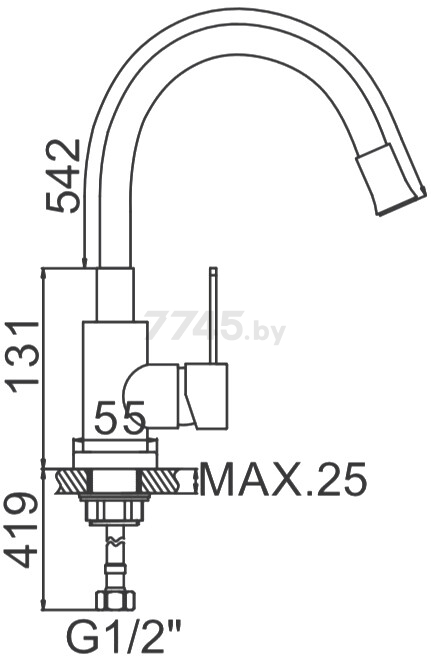 Смеситель для кухни белый LEDEME L74004-3 - Фото 2