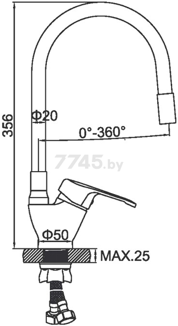 Смеситель для кухни бирюзовый LEDEME L4132-11 - Фото 2