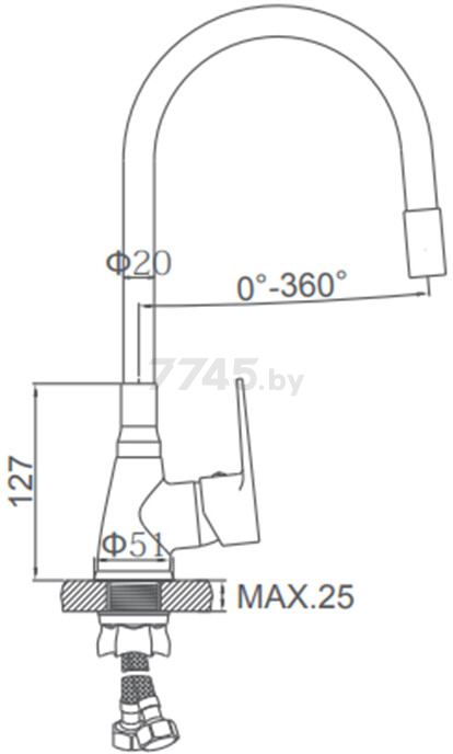 Смеситель для кухни белый LEDEME L4699-3 - Фото 2