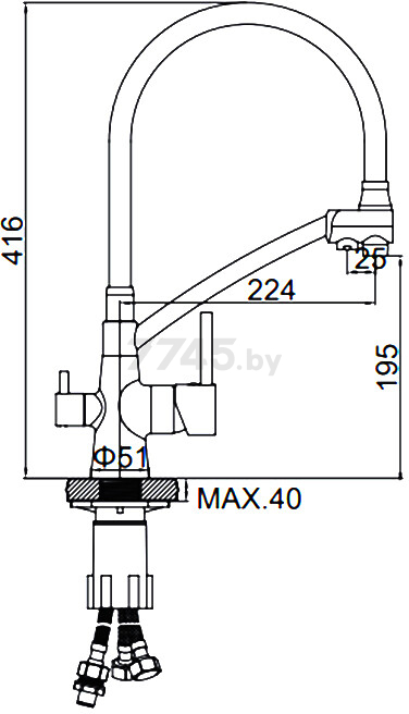 Смеситель для кухни графит LEDEME L4855U-12 - Фото 2