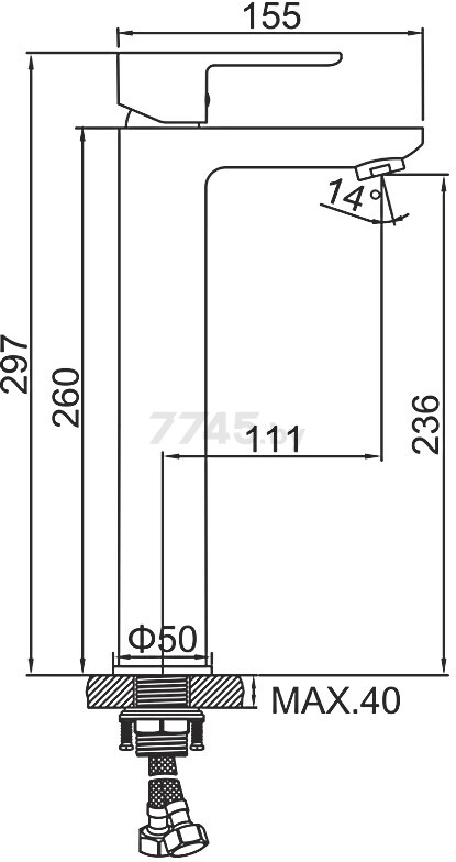 Смеситель для умывальника LEDEME L1055-22 - Фото 2