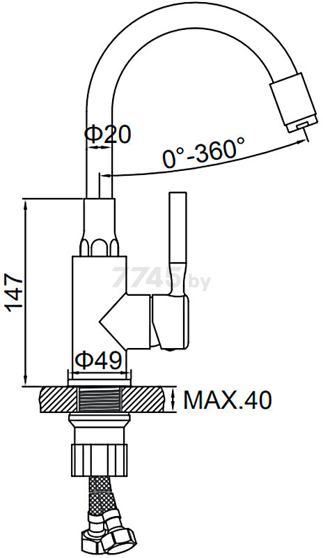 Смеситель для умывальника черный LEDEME L1399-2 - Фото 2