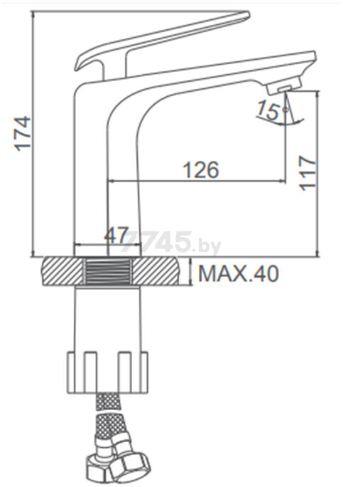 Смеситель для умывальника черный LEDEME L1074-B - Фото 2