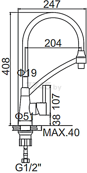 Смеситель для кухни серый черный LEDEME L4399-B-2 - Фото 2