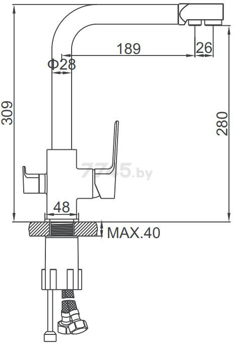 Смеситель для кухни черный LEDEME L4080B-3 - Фото 2