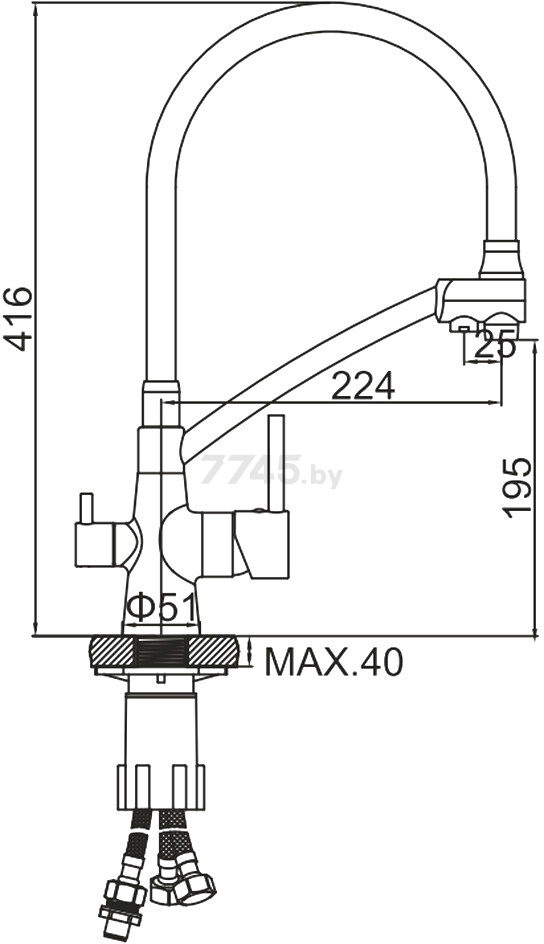 Смеситель для кухни черный LEDEME L4855Y-2 - Фото 2