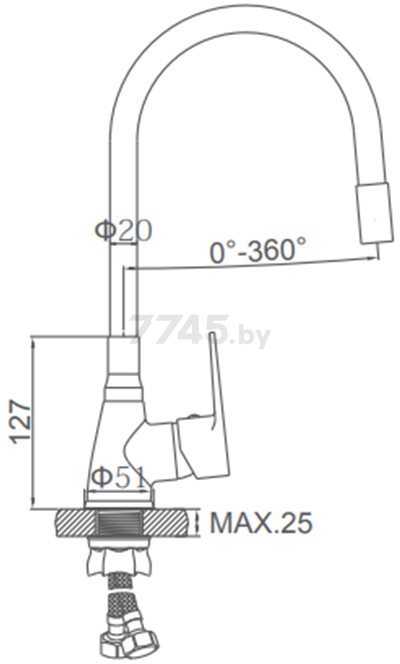 Смеситель для кухни черный LEDEME L4699-2 - Фото 2