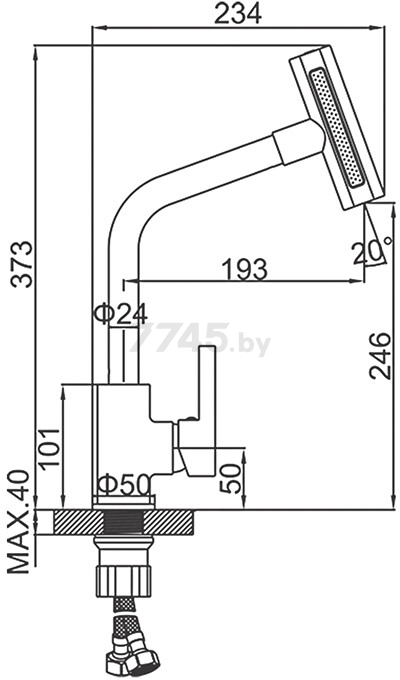 Смеситель для кухни черный LEDEME L4099B-4 - Фото 2