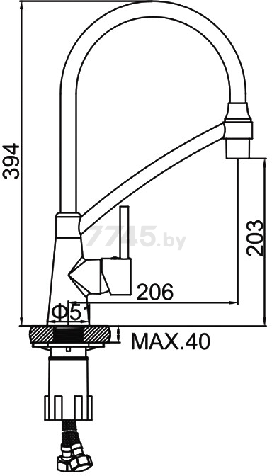 Смеситель для кухни серый графит LEDEME L4399U-12 - Фото 2