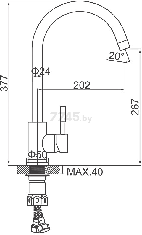 Смеситель для кухни черный LEDEME L4998B-3 - Фото 2