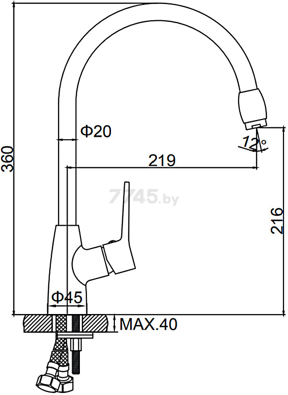 Смеситель для кухни черный LEDEME L4069B - Фото 2