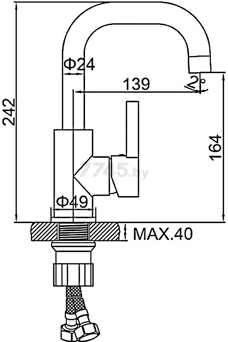 Смеситель для умывальника черный LEDEME L1099B - Фото 2