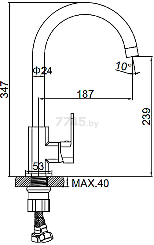 Смеситель для кухни черный LEDEME L4033B-2 - Фото 2