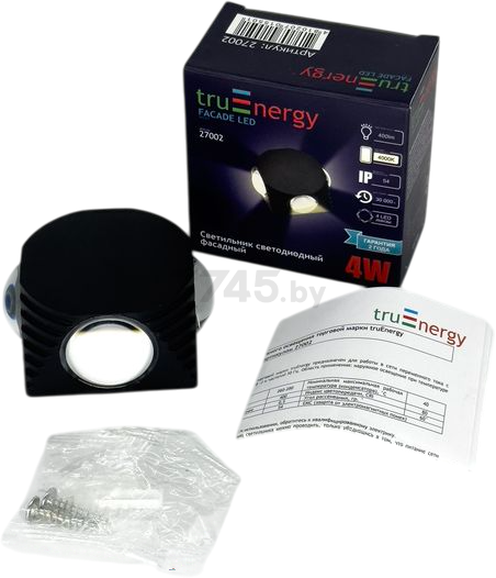 Светильник садовый настенный TRUENERGY FAСADE LED черный (27002) - Фото 2