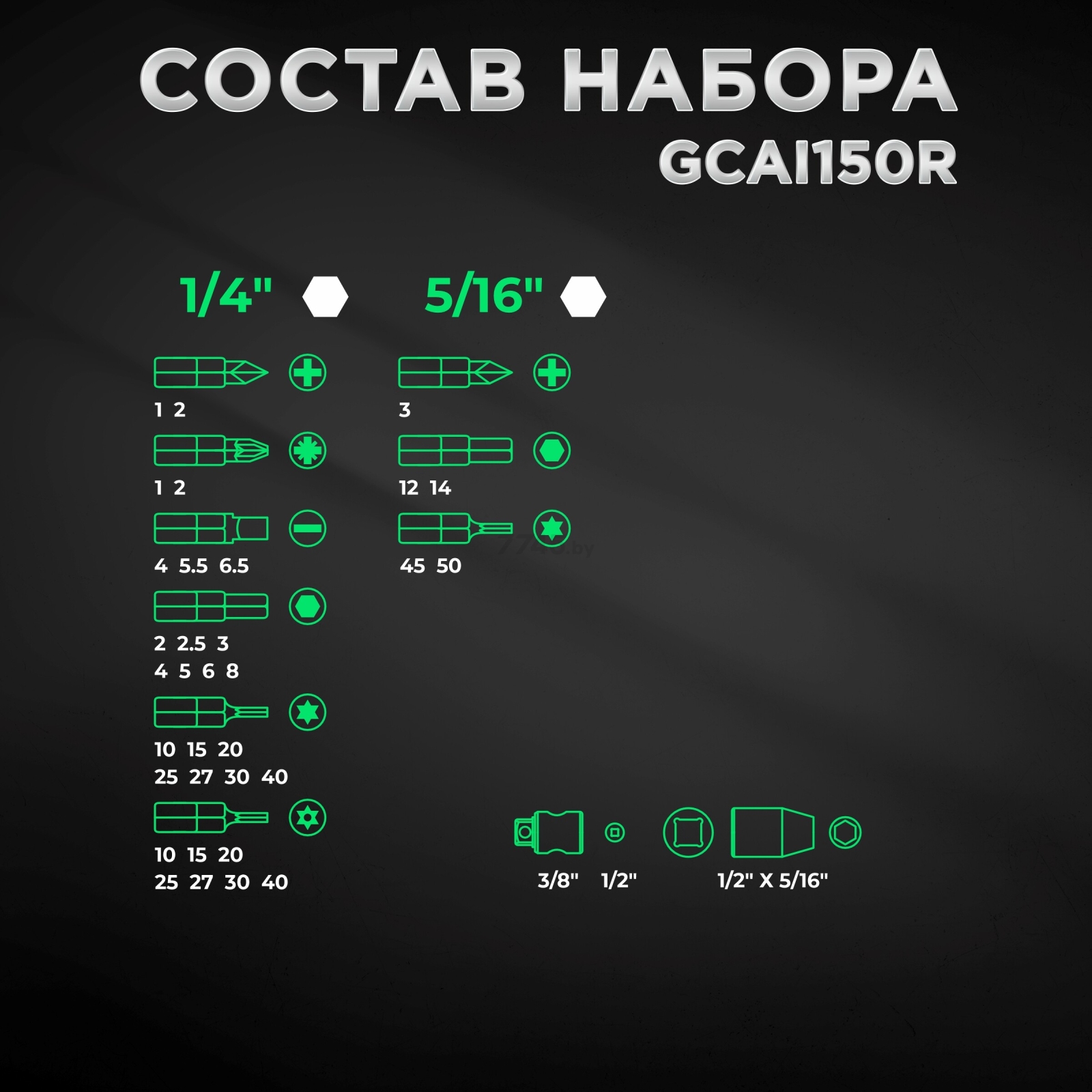 Набор инструментов 1/4", 1/2" 6 граней 150 предметов TOPTUL (GCAI150R) - Фото 6