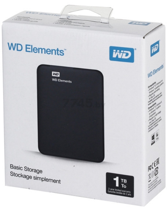 Внешний жесткий диск WESTERN DIGITAL Elements Portable 1TB (WDBUZG0010BBK-WESN) - Фото 4