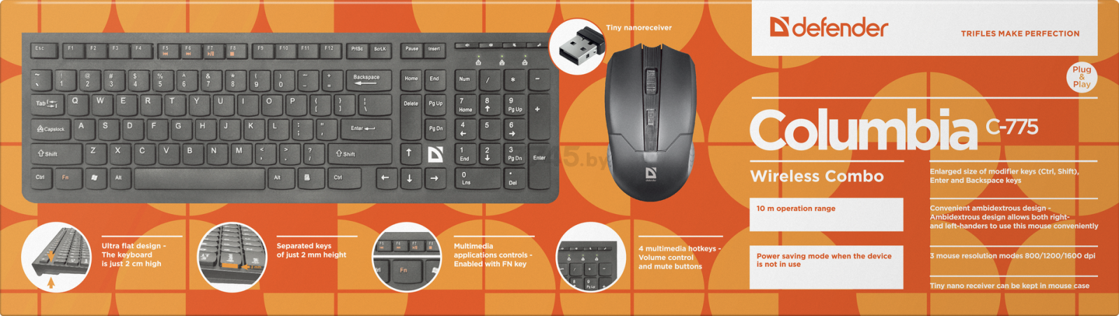 Комплект беспроводной клавиатура и мышь DEFENDER Columbia C-775 - Фото 5