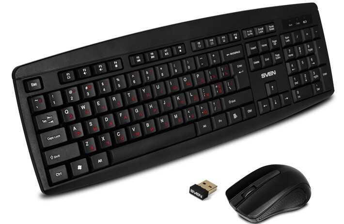 Комплект беспроводной клавиатура и мышь SVEN KB-C3100W Wireless Black - Фото 4