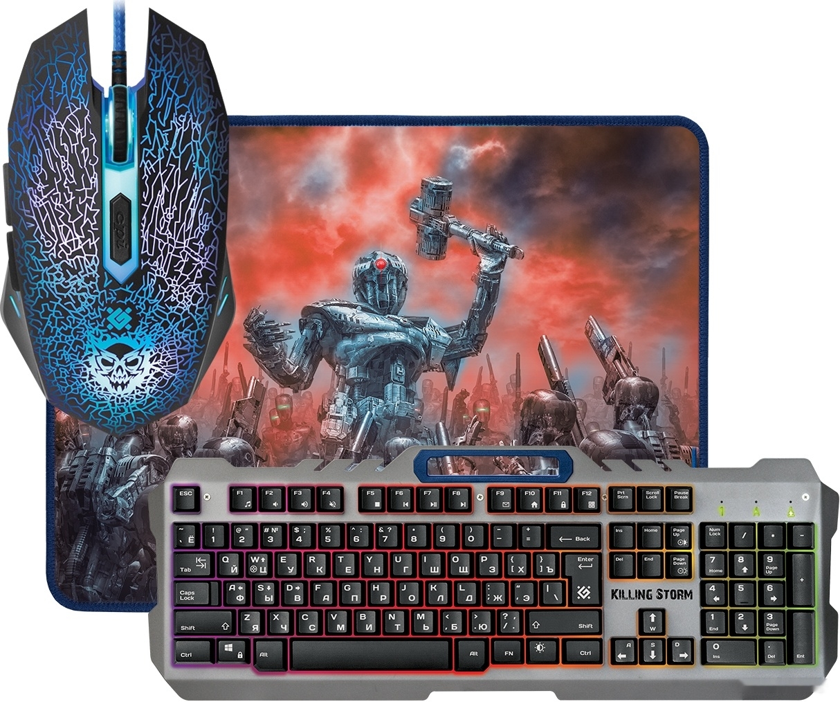 Набор игровой клавиатура и мышь с ковриком DEFENDER Killing Storm MKP-013L RU
