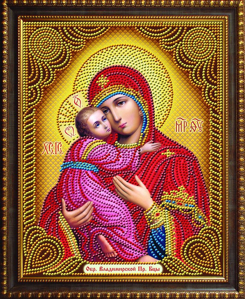 Алмазная вышивка АЛМАЗНАЯ ЖИВОПИСЬ Икона Владимирская Богородица 22х28 см (АЖ-5034)