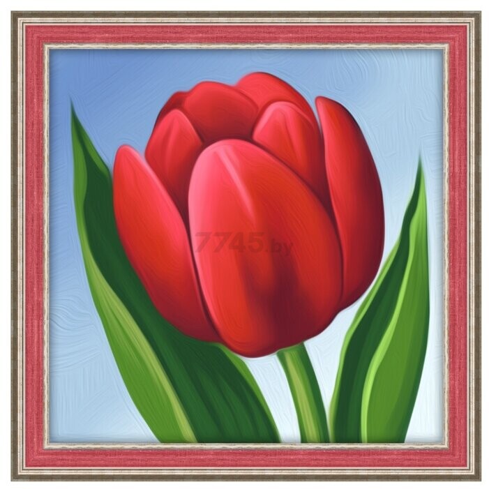 Алмазная вышивка АЛМАЗНАЯ ЖИВОПИСЬ Красный тюльпан 15х15 см (АЖ-1634)