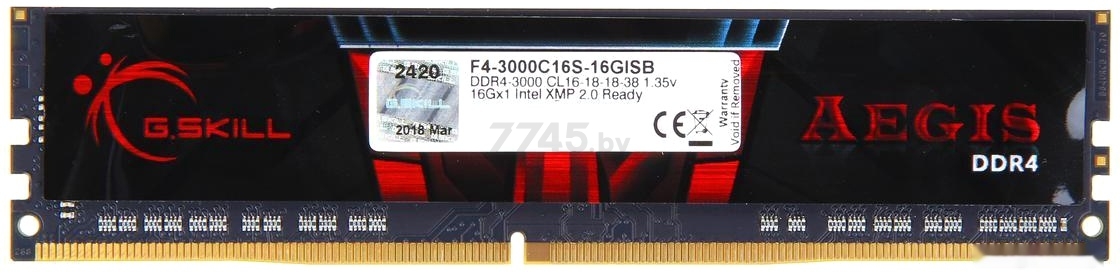 Оперативная память G.SKILL Aegis 16GB DDR4 PC-24000 (F4-3000C16S-16GISB) - Фото 2