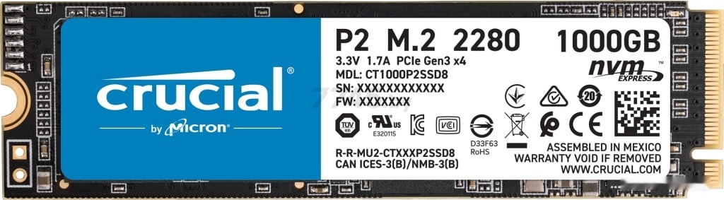 SSD диск Crucial P2 1TB (CT1000P2SSD8)