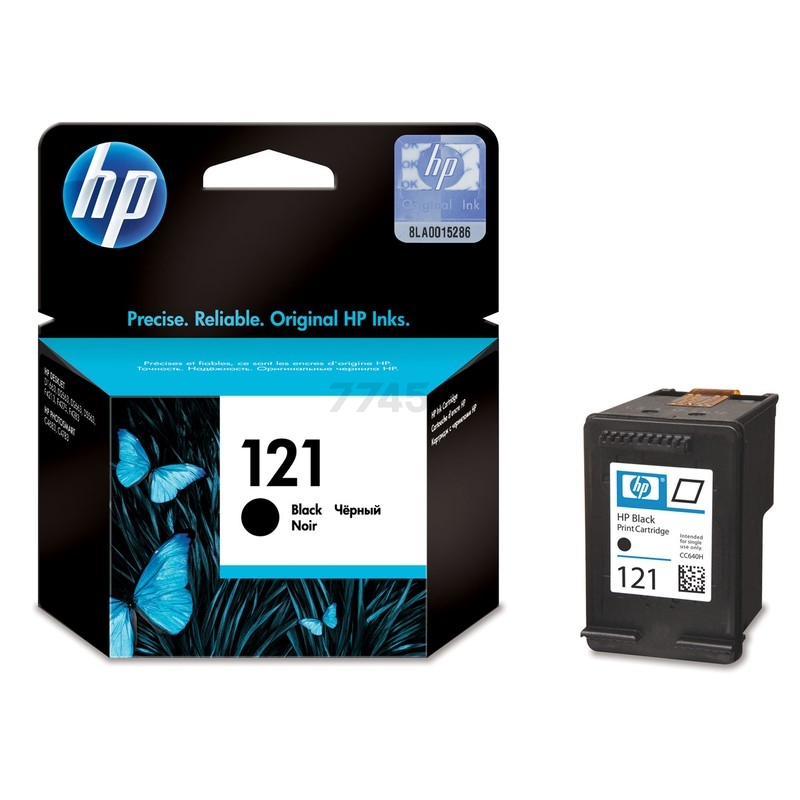 Картридж для принтера струйный со встроенной печатающей головкой HP 121 черный (CC640HE)