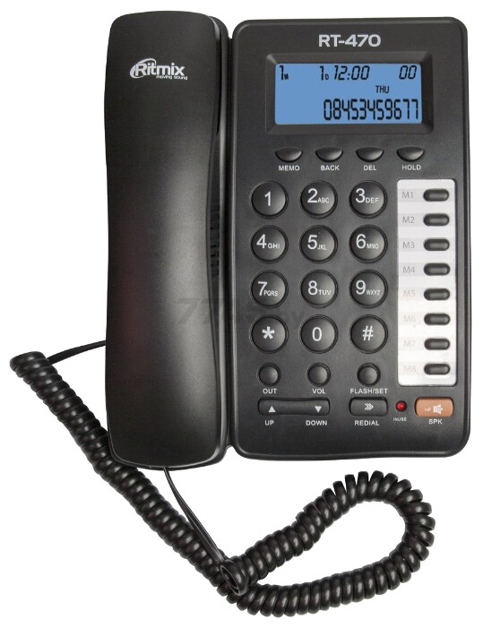 Телефон домашний проводной RITMIX RT-470 Black
