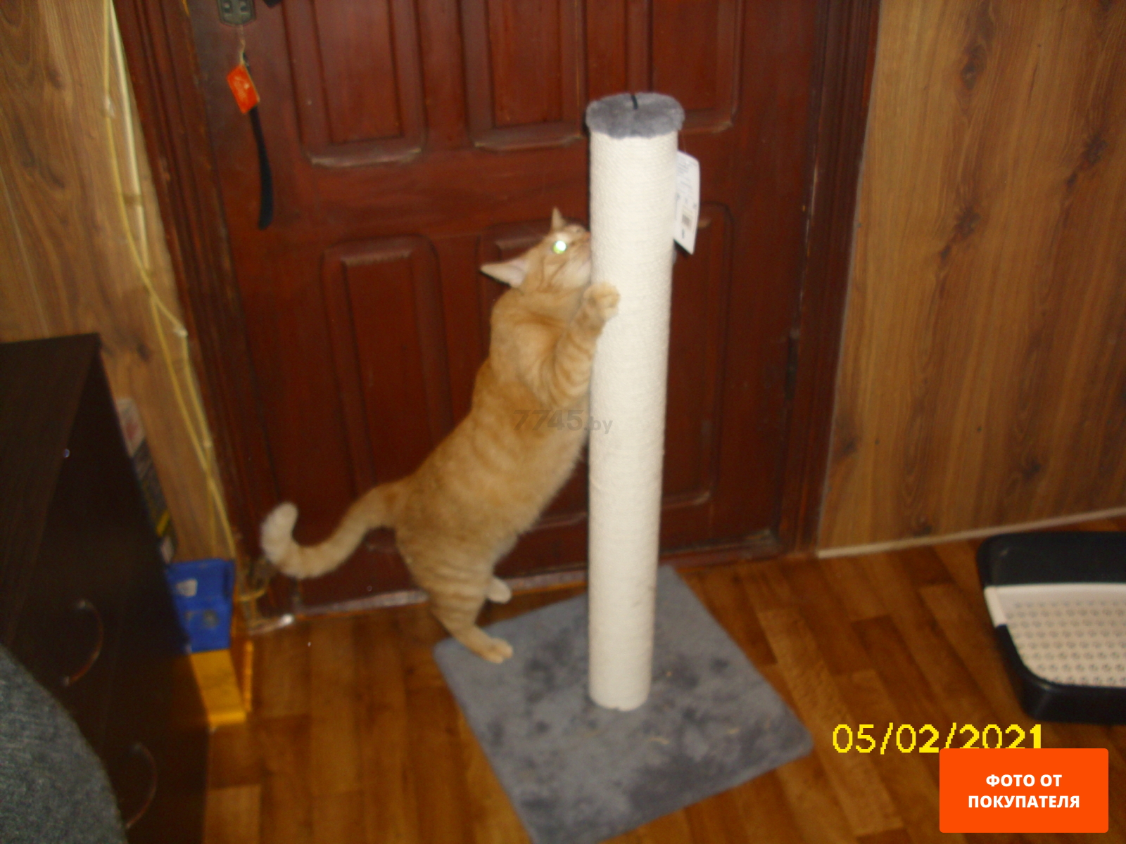 Когтеточка из джута CAT-HOUSE Столбик 35×35×60 см серый (4810801202307) - Фото 4