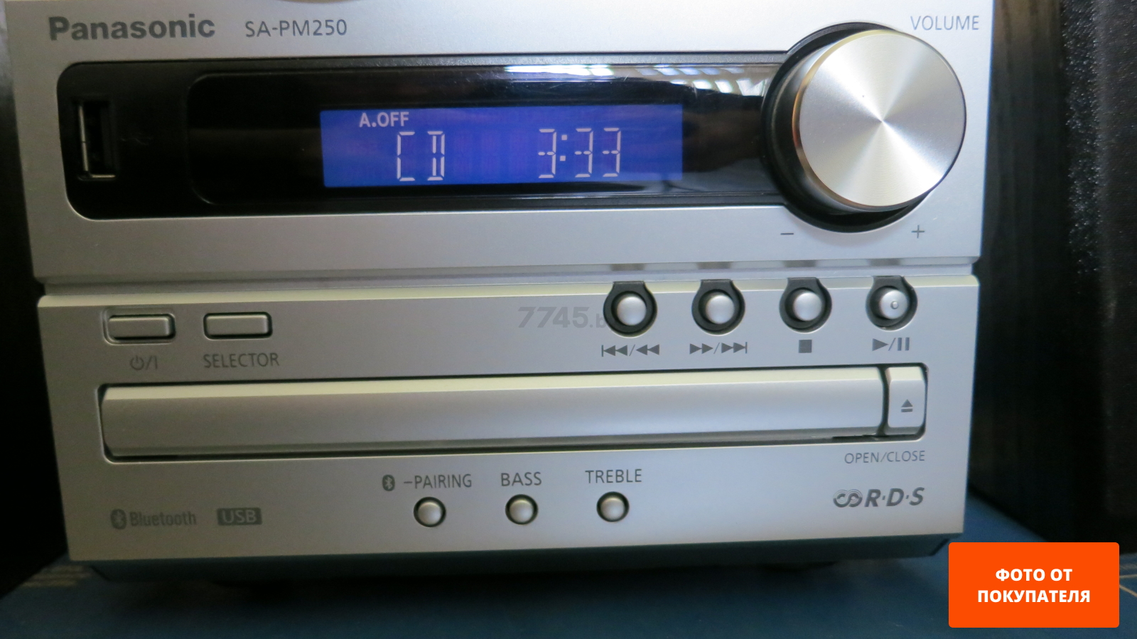 Музыкальный центр PANASONIC SC-PM250EE-S CD/USB/MP3/Bluetooth серебро - Фото 4